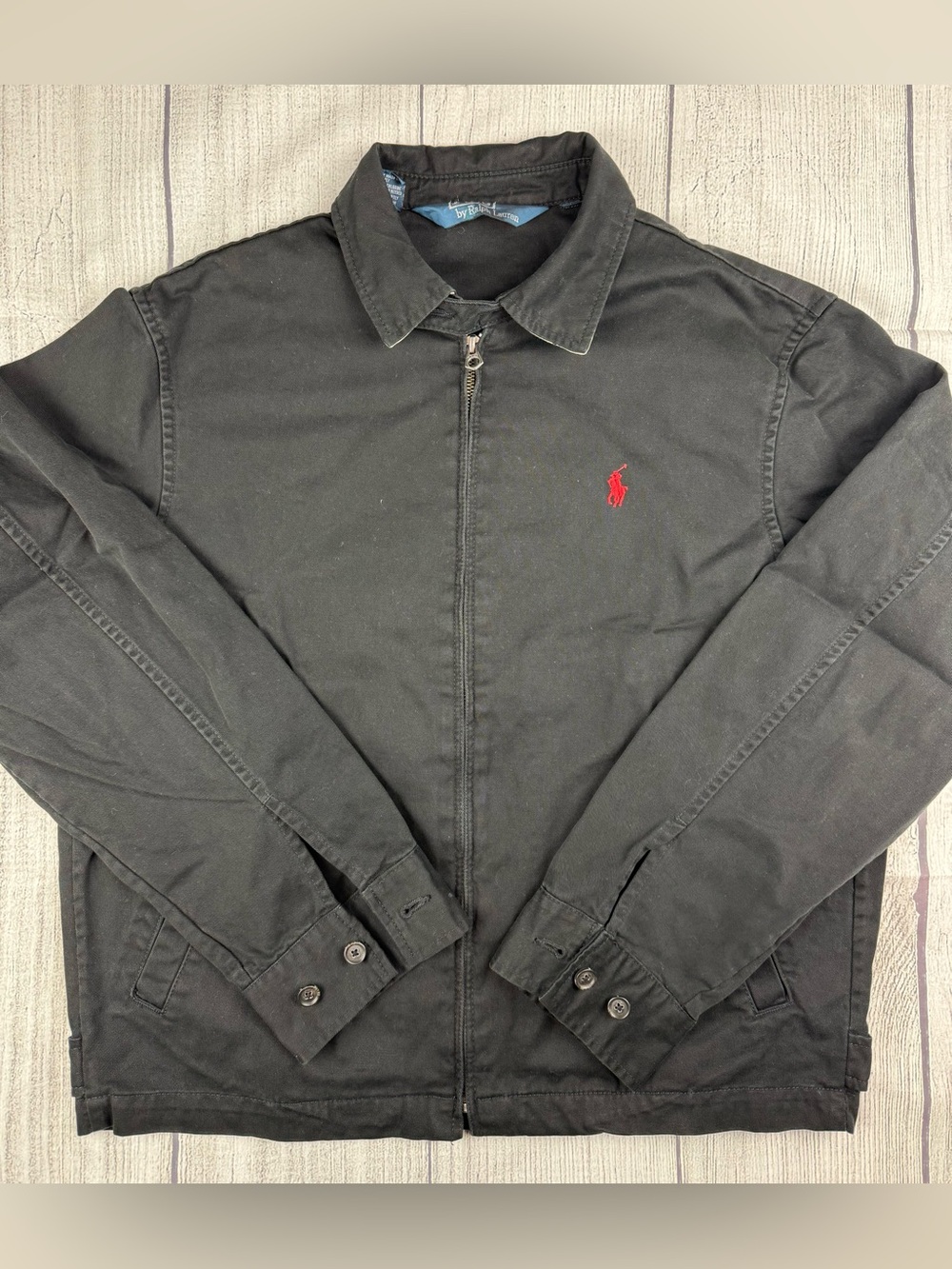 EUC! VTG Polo Ralph Lauren Harrington Jacket Full Zip Cotton Black Sz Medium